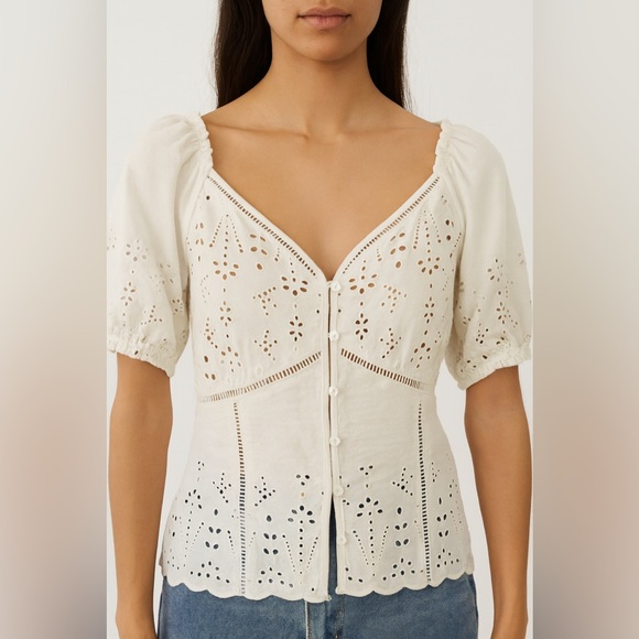 Tops - Perforated white blouse Size Small